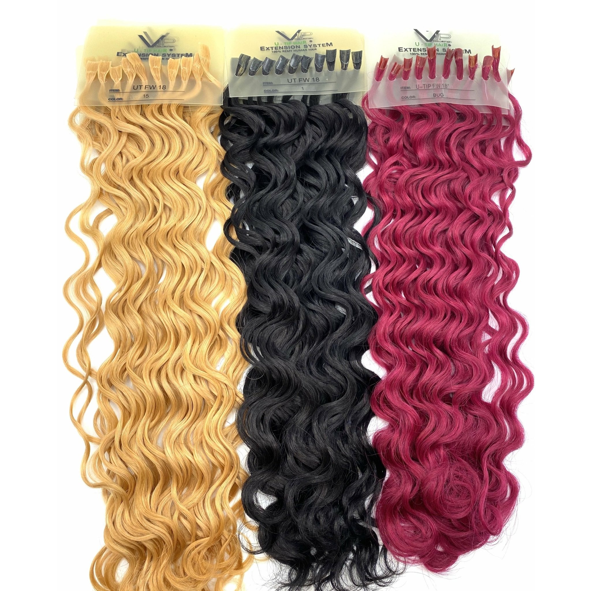 VIP U-Tip System Curly 18" Hair Extensions - Choose Color
